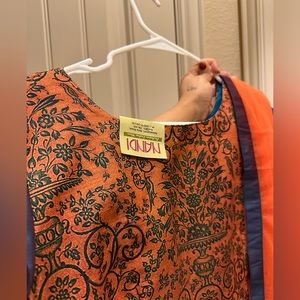 Indian outfit,orange and aquamarine colors and size xl